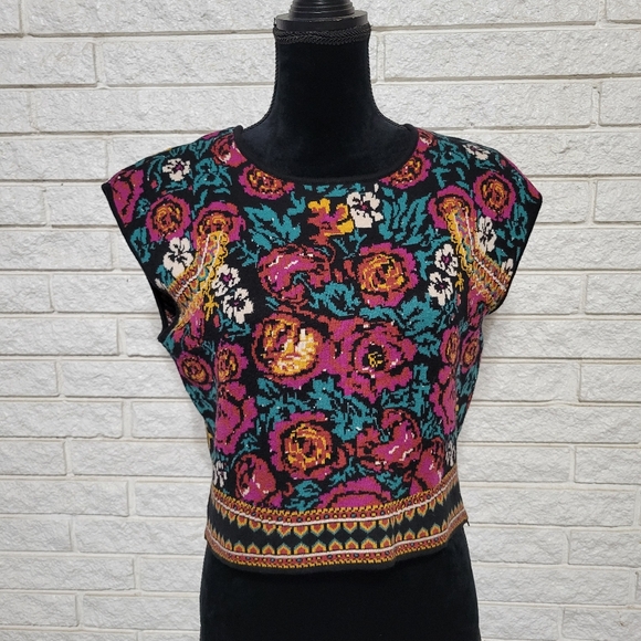 Romeo & Juliet Couture sz L boho colorful floral sweater - Picture 5 of 12
